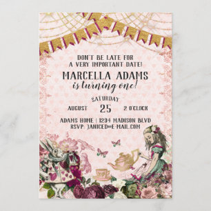 Invitation Alice au pays des merveilles Anniversaire