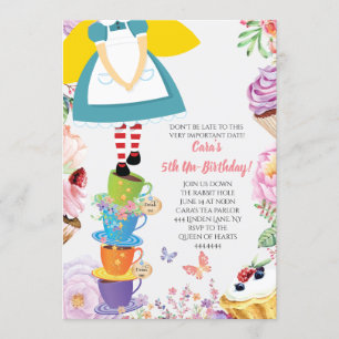 Invitation Alice au pays des merveilles Anniversaire Fête Inv