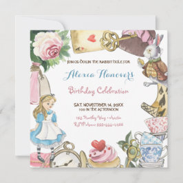 Invitation Alice au pays des merveilles Aquarelle Peint à la