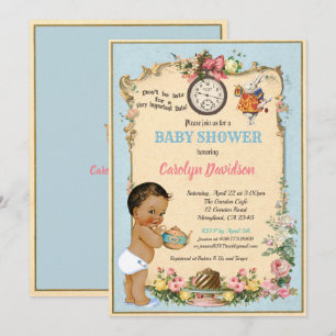 Invitation Alice au pays des merveilles Baby Boy Shower latin