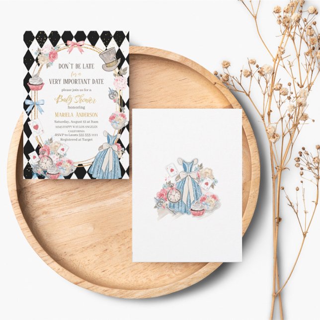 Invitation Alice au pays des merveilles Baby shower aquarelle (Créateur téléchargé)