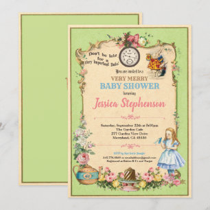 Invitation Alice au pays des merveilles baby shower invitatio