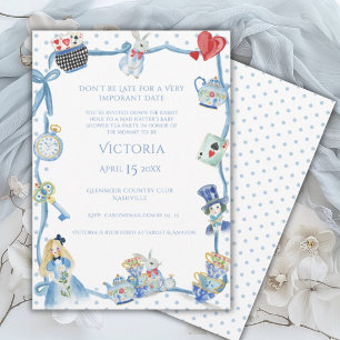 Invitation Alice au pays des merveilles Baby shower lunaire