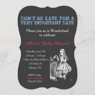 Invitation Alice au pays des merveilles baby shower personnal