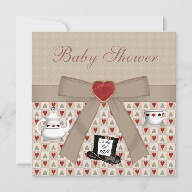Invitation Alice au pays des merveilles Baby showers Invitati (Devant)