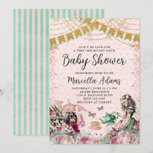 Invitation Alice au pays des merveilles Brousset & Baby showe