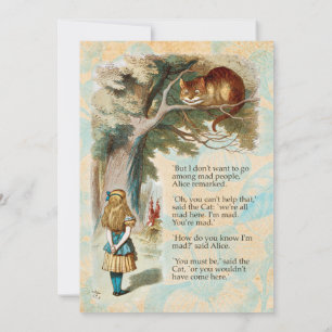 Invitation Alice au pays des merveilles Cheshire Cat Mad