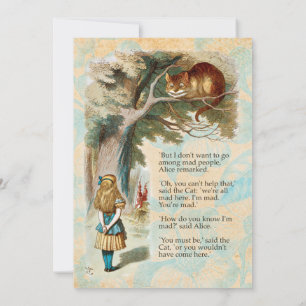 Invitation Alice au pays des merveilles Cheshire Cat Mad