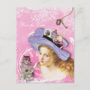 Invitation Alice au pays des merveilles Collage Date de maria