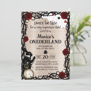 Invitation Alice au pays des merveilles fille 1er anniversair
