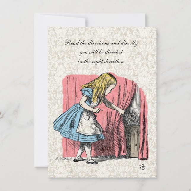 Invitation Alice au pays des merveilles Flamant rose rose fêt (Devant)