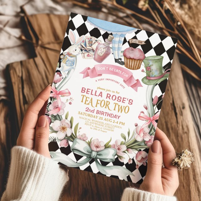 Invitation Alice au pays des merveilles fleur 2e anniversaire (Créateur téléchargé)