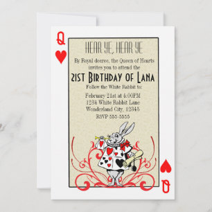 Invitation Alice au pays des merveilles Lapin Blanc Reine de 