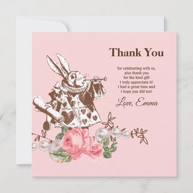 Invitation alice au pays des merveilles merci (Devant)