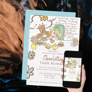 Invitation Alice au pays des merveilles Parti personnalisé