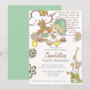 Invitation Alice au pays des merveilles Parti personnalisé