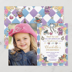 Invitation Alice au pays des merveilles Photo de thé d'annive