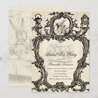 Invitation Alice au pays des merveilles Rococo Thé Party de F