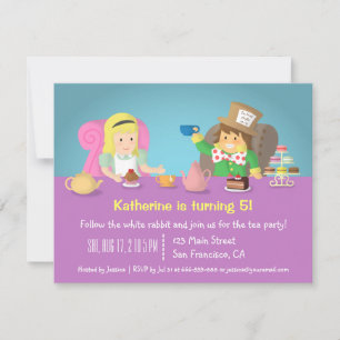 Invitation Alice au pays des merveilles Tea Party Anniversair