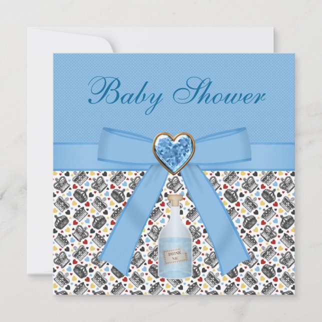 Invitation Alice au pays des merveilles Tea Party au Baby sho (Devant)