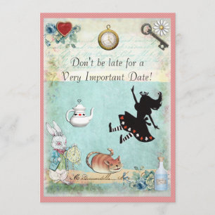 Invitation Alice au pays des merveilles : un anniversaire tar