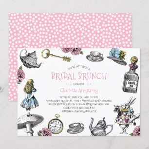 Invitation Alice au pays des merveilles, un brunch de mariée 