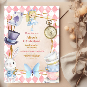 Invitation Alice au pays des merveilles Un derland 1er annive