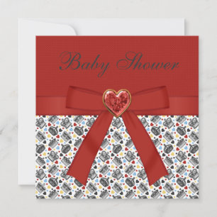 Invitation Alice au thé de rouge de baby shower du pays des