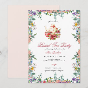 Invitation ALICE Blush Floral Bridal Tea Party Brunch Douche