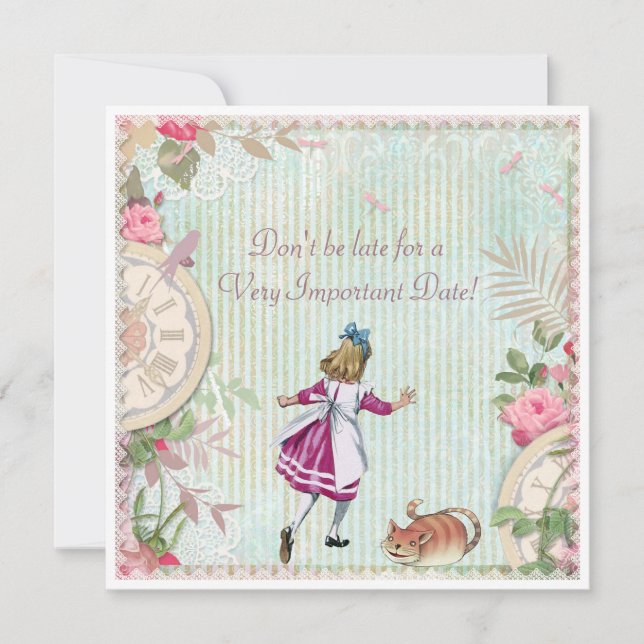 Invitation Alice chic minable mignonne dans l'anniversaire du (Devant)