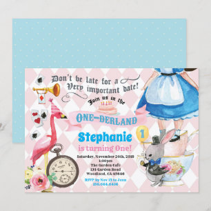 Invitation Alice dans la fête du thé d'anniversaire de ONE de