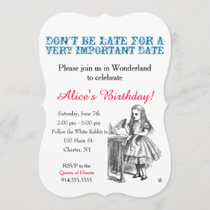 Invitation Alice dans le cru de coutume de fête