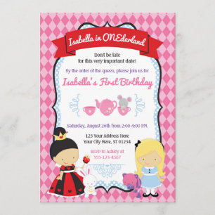 Invitation Alice dans l'invitation d'anniversaire