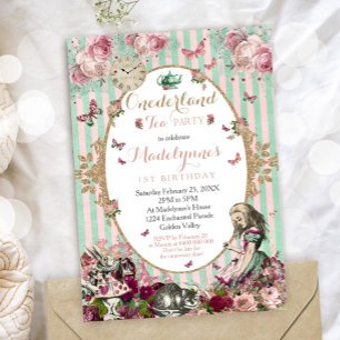 Invitation Alice dans l'Onederland 1er anniversaire Invitatio