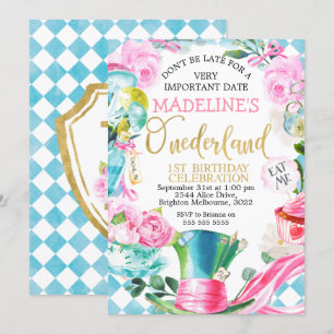 Invitation Alice dans l'Onederland 1er anniversaire Invitatio