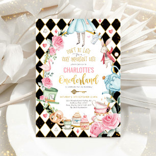 Invitation Alice dans l'Onederland Anniversaire Mad Hatter Te