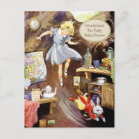 Alice en bas du baby shower du pays des merveilles