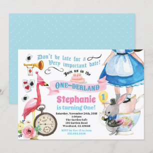 Invitation Alice en bleu de la fête du thé d'anniversaire de 