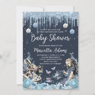Invitation Alice en hiver Wonderland Blue