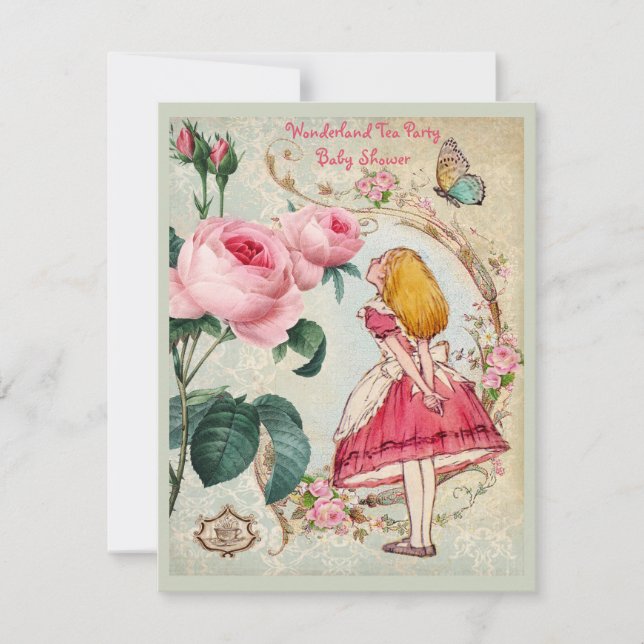 Invitation Alice lunatique dans le baby shower de collage du (Devant)