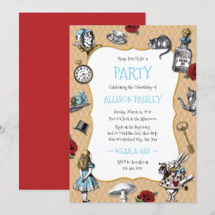 Invitation Alice lunatique en partie du pays des merveilles