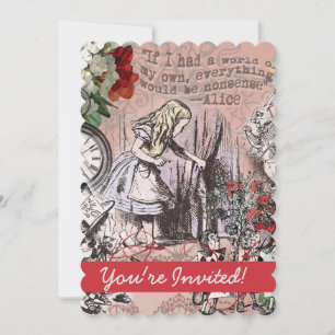 Invitation Alice rideau de nonsens merveilleux classique