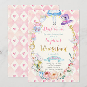 Invitation Alice Rose Florale Au Pays Des Merveilles Fête Du 