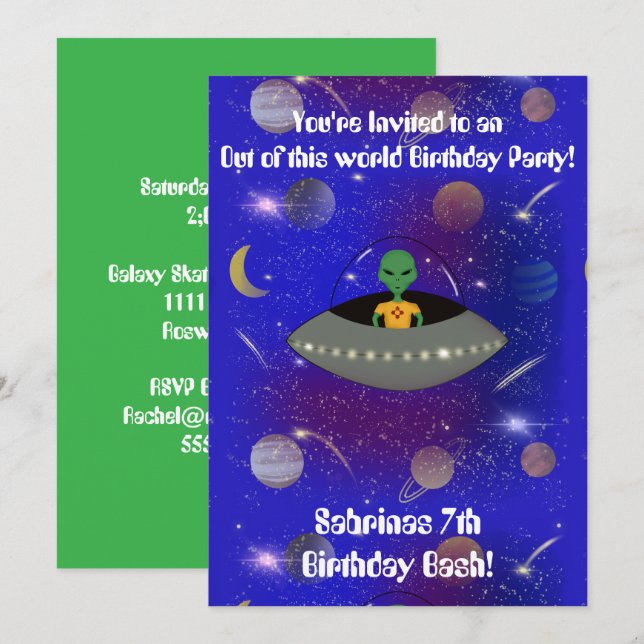 Invitation Alien dans un vaisseau spatial portant un t-shirt  (Devant / Derrière)