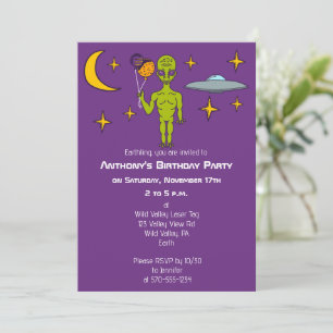 Invitation Alien spatial avec Balloons Planet Anniversaire