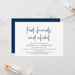 Invitation Alimentation, amis et alcool, Fête des mariées Déc