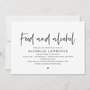 Invitation Alimentation et alcool, Fête des mariées Décontrac