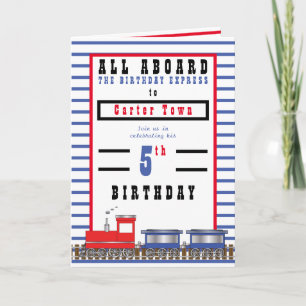 Invitation All Aboard 5th Birthday Express Choo Choo Train