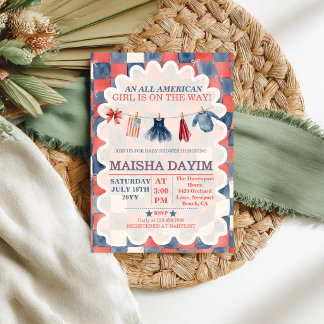 Invitation All American Girl 4th of July Baby shower