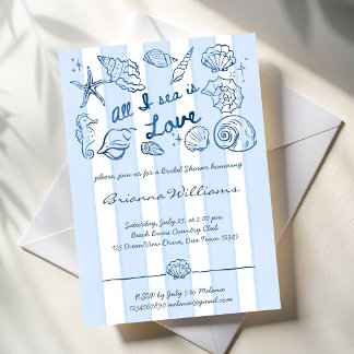 Invitation All I sea is love seashells bridal shower